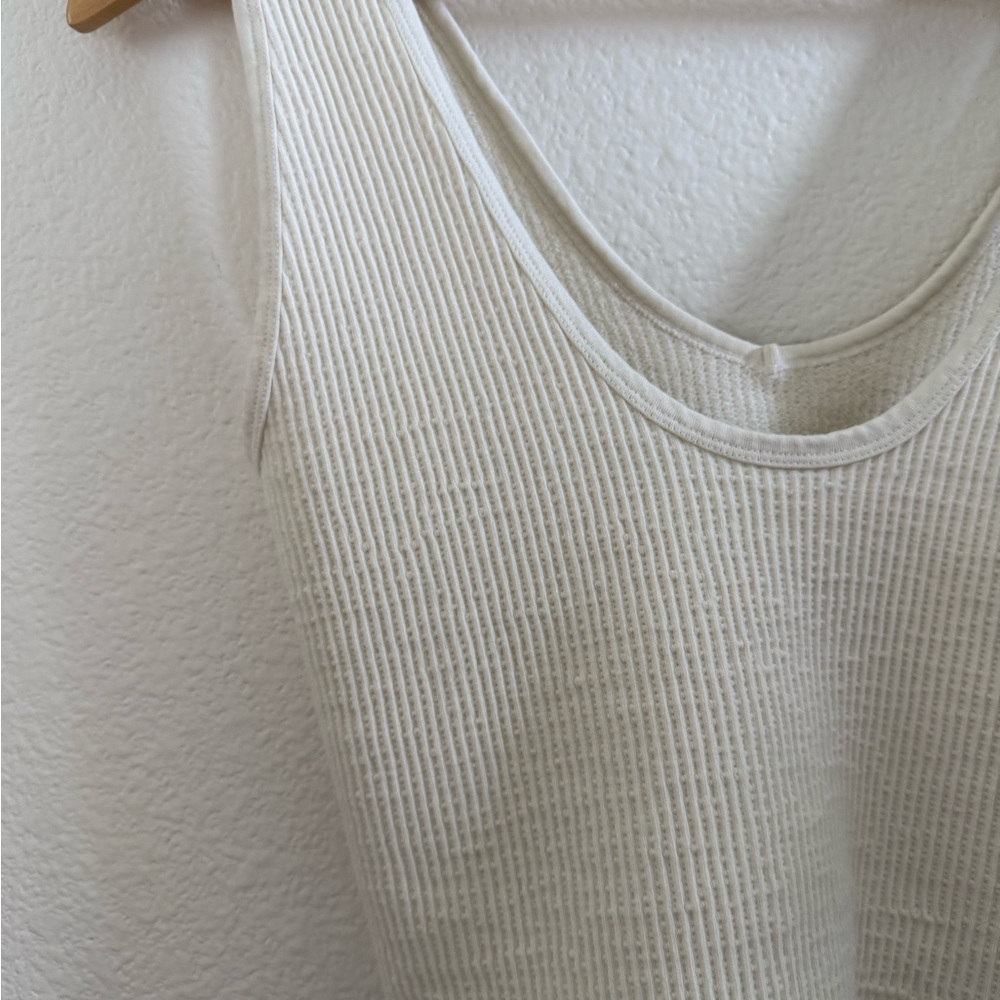 White Ribbed Tank Top - Picture 3 of 4